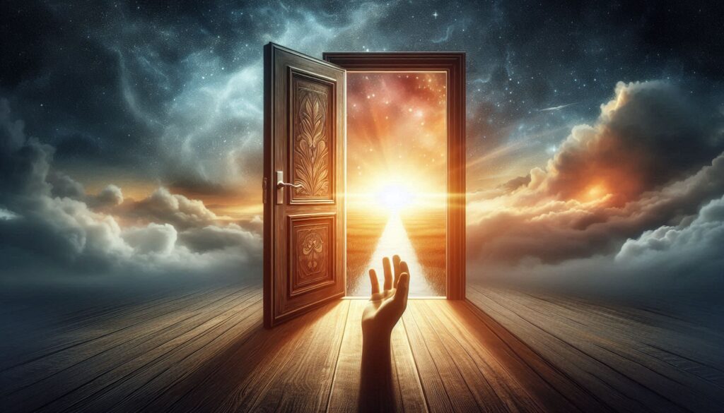 How can we interpret the spiritual meaning of a door opening by itself