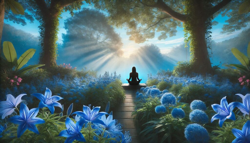 What causes the perception of blue light during meditation